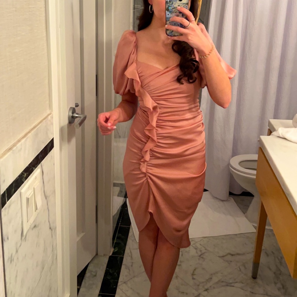 ASTR The Label Emma Ruched Mini Dress- Rose